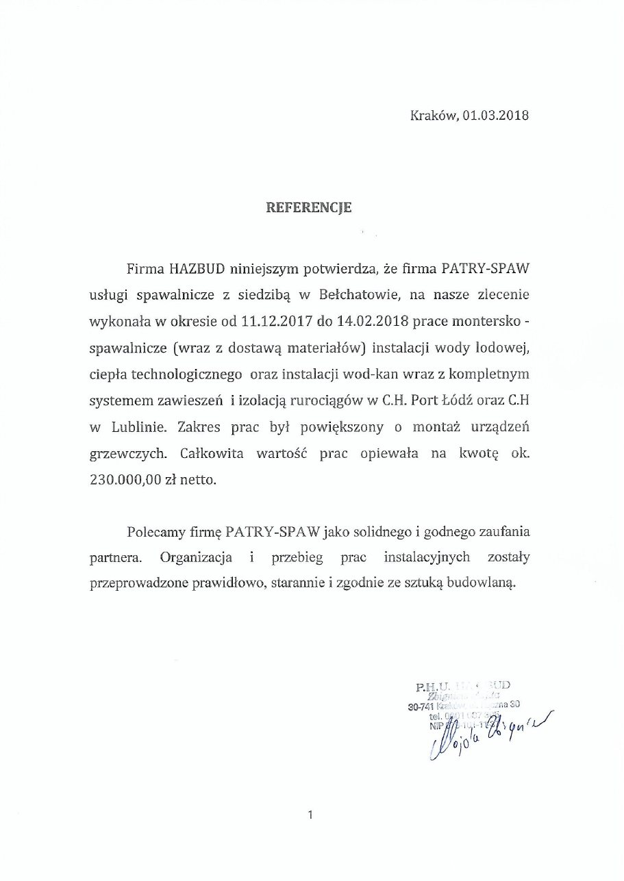Referencje od HAZ-BUD