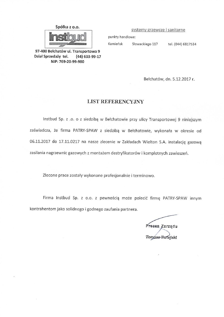 Referencje od INSTBUD